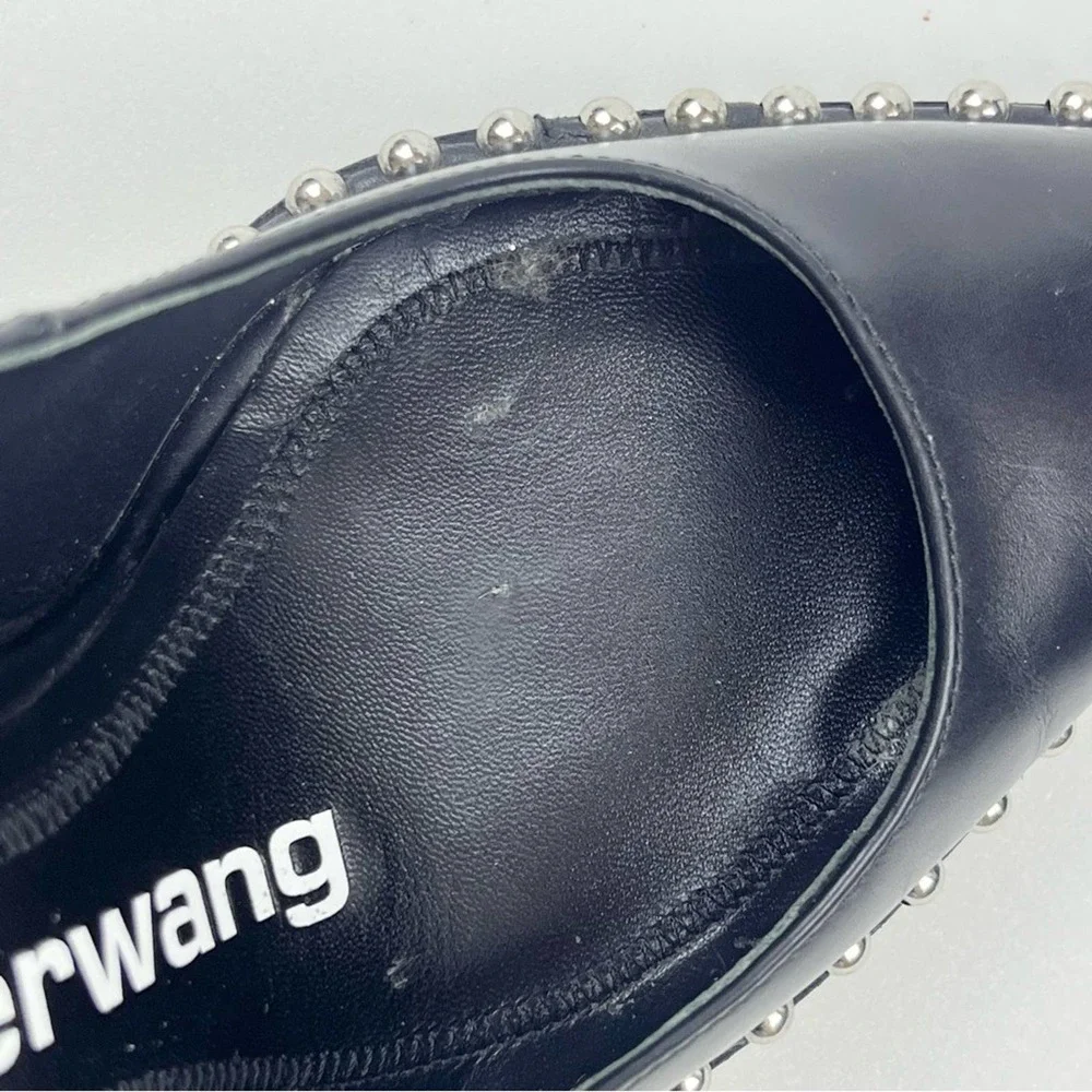Alexander Wang Studded Black Pumps Pointed Toe Heel Leather Rie SZ 35 US 5 - Picture 9 of 13